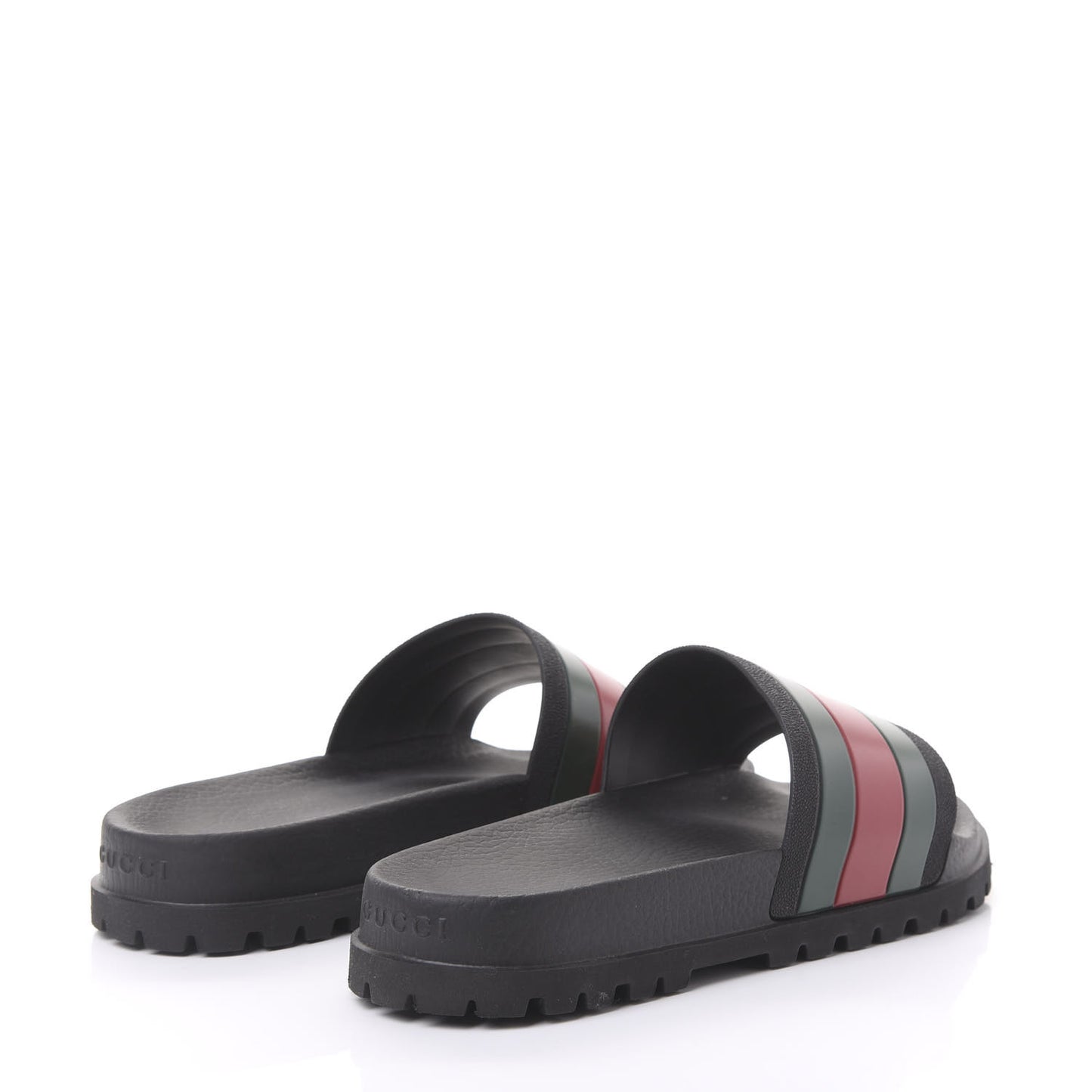Rubber Web Mens Lug Sole Slide Sandals 9 Black Green Red