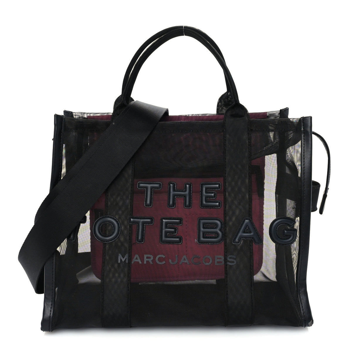 Marc Jacobs Nylon The Mesh Medium Tote Bag Black Pink 1 of 8