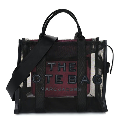 Marc Jacobs Nylon The Mesh Medium Tote Bag Black Pink 1 of 8