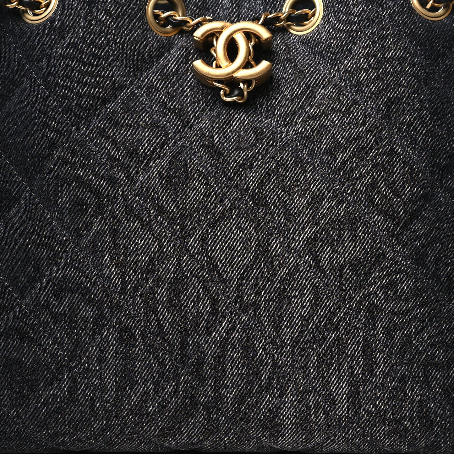 Washed Denim Quilted Small Chanel 25 Handbag Black