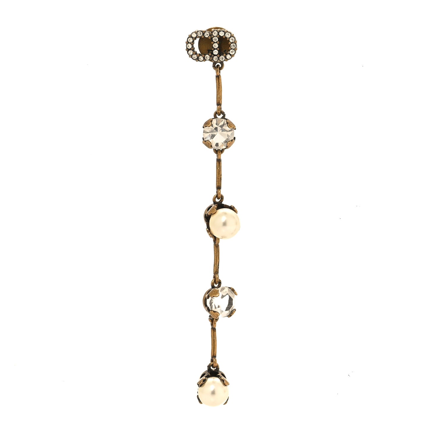 Pearl Crystal Drop Earring Gold