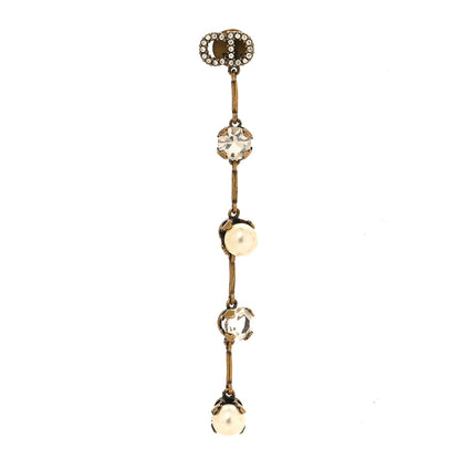 Christian Dior Pearl Crystal Drop Earring Gold 1 of 4