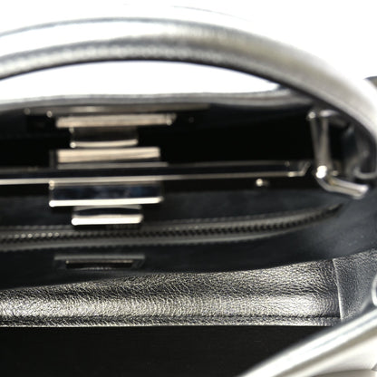 Fendi Vitello Catalan Mirror Medium Peekaboo Iconic Satchel Argento 4 of 8