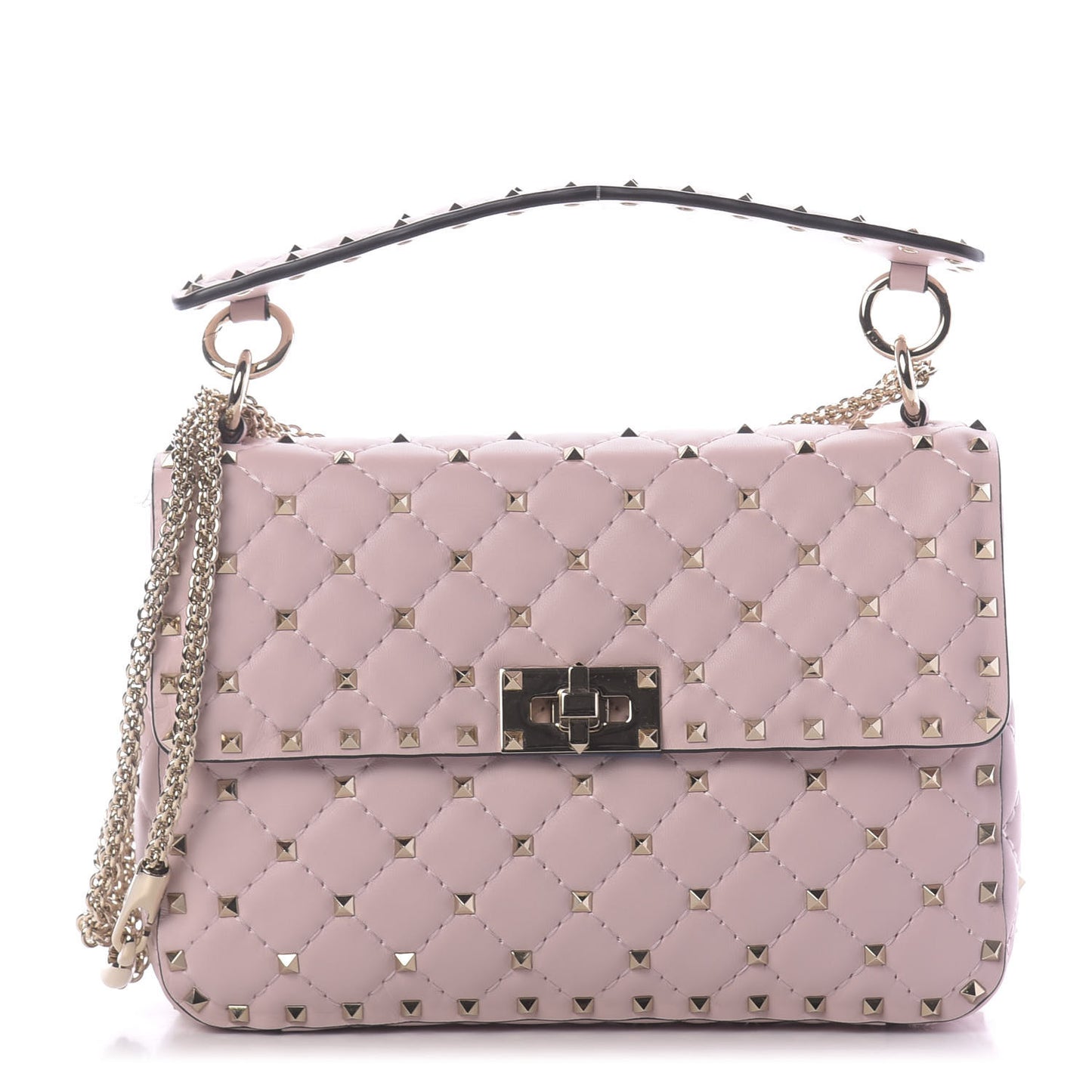 Nappa Medium Rockstud Spike Shoulder Bag Water Rose