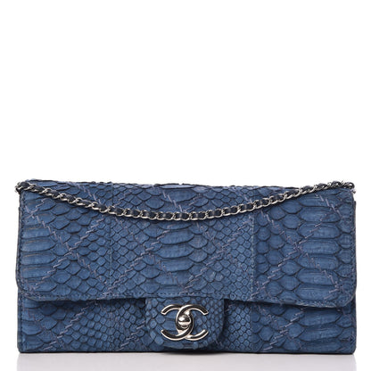Chanel Matte Snakeskin Ultimate Stitch Flap Clutch With Chain Blue 1 of 7