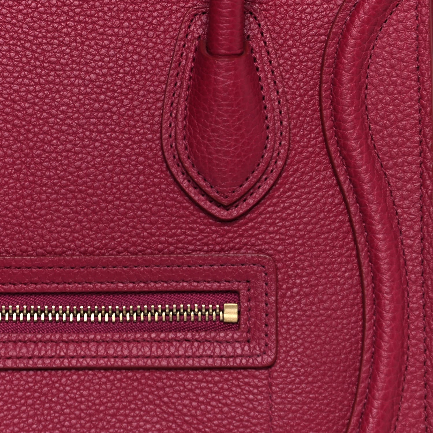 Celine Drummed Calfskin Nano Luggage Rasberry 8 of 10