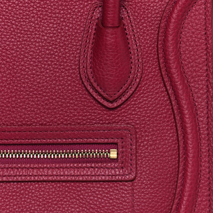 Celine Drummed Calfskin Nano Luggage Rasberry 8 of 10