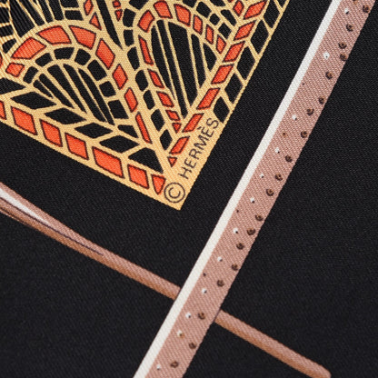 Hermes Silk Libres Comme L' Air Scarf 90 Noir Orange 3 of 4