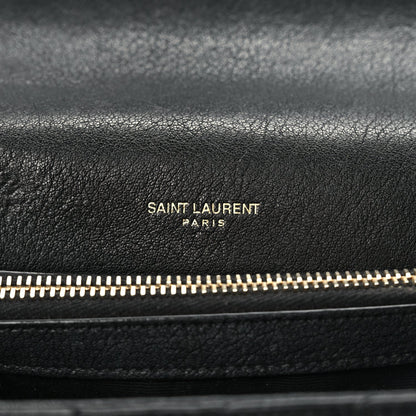 Saint Laurent Sheepskin Matelasse Chevron Monogram Medium College Bag Black 5 of 11