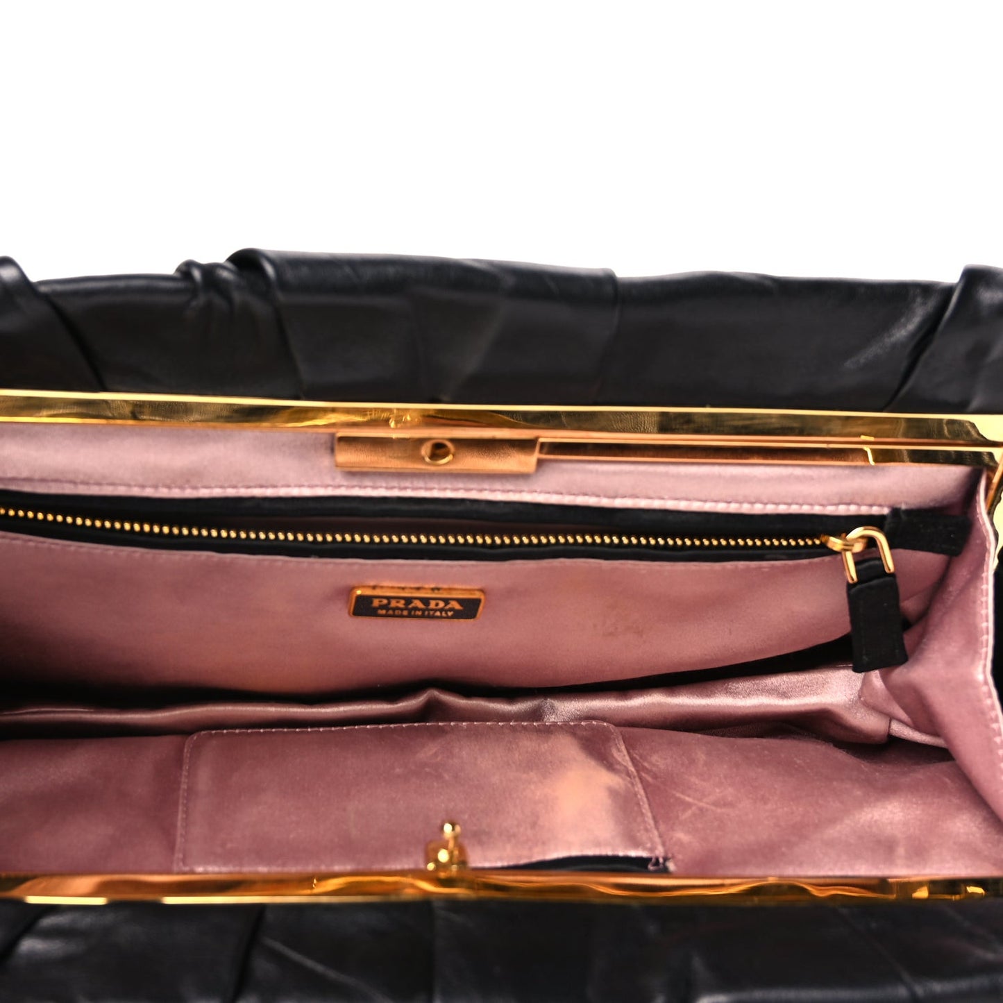 Nappa Pleated Clutch Black