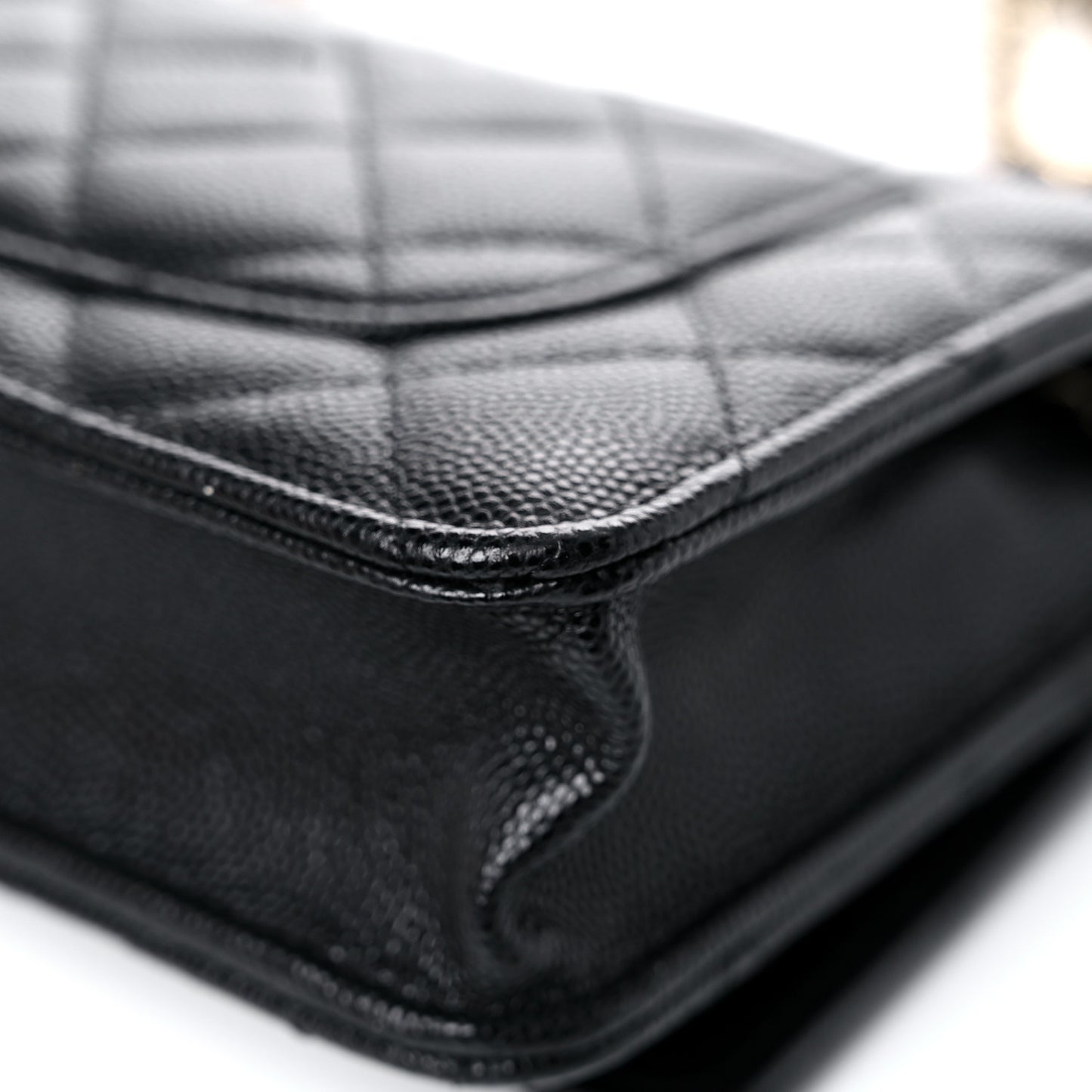 Caviar Quilted Wallet With Charms On Chain WOC Black