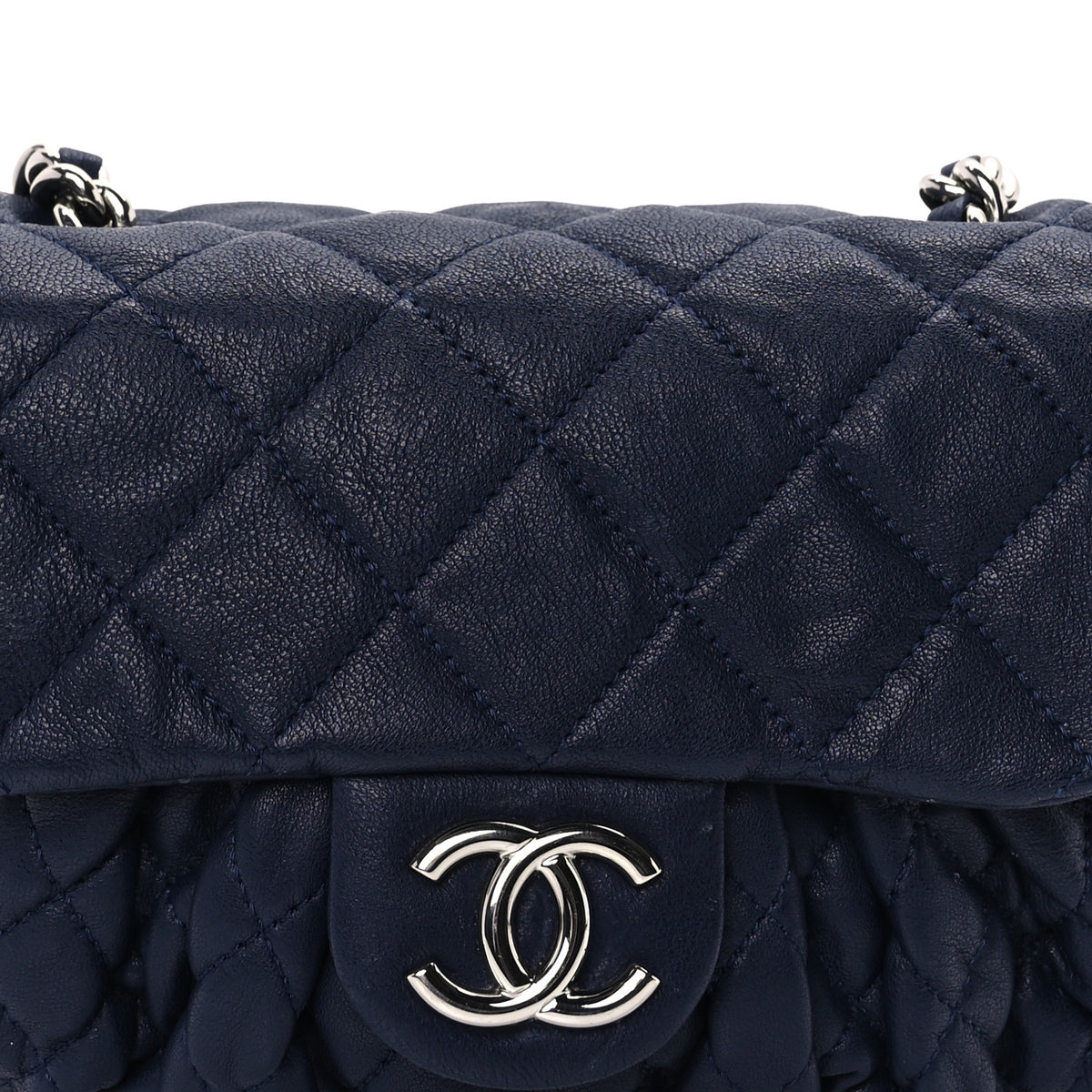 Chanel Washed Lambskin Quilted Mini Chain Around Flap Navy Blue 7 of 9
