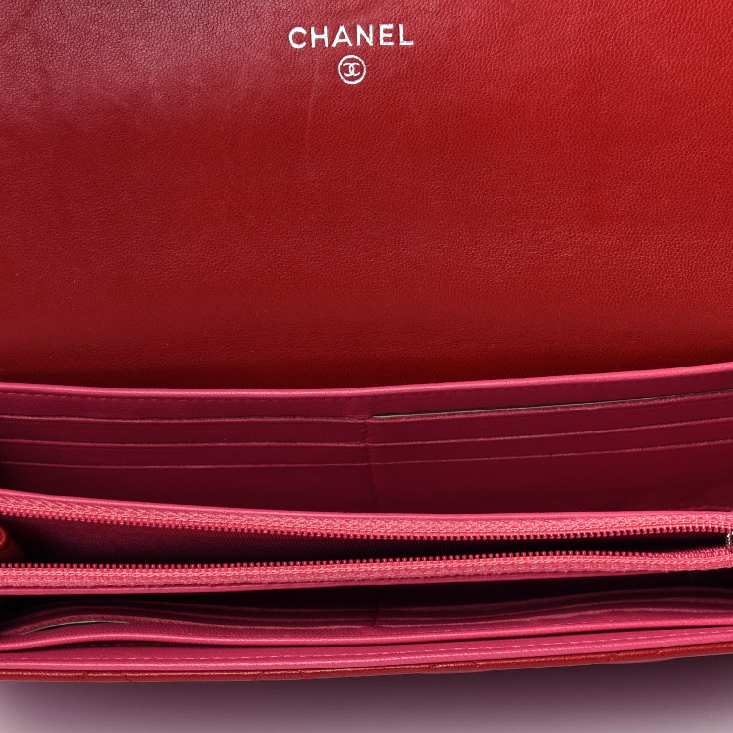 Chanel Lambskin Quilted Large Gusset Flap Wallet Red 5 of 11