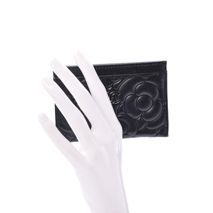 Chanel Lambskin Camellia Embossed Card Holder Black 2 of 9