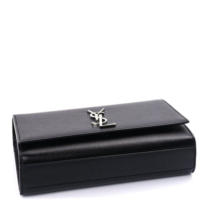 Saint Laurent Grain De Poudre Medium Classic Monogram Kate Satchel Black 3 of 7