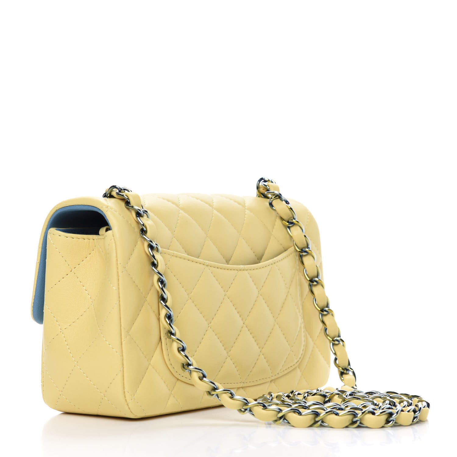 Chanel Lambskin Quilted Mini Rectangular Flap Yellow Blue 3 of 9