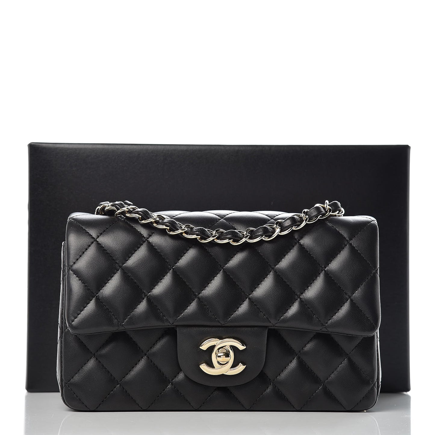Lambskin Quilted Mini Rectangular Flap Black