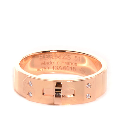 Hermes 18K Rose Gold Diamond PM Kelly Ring 51 5.75 1 of 5