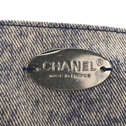 Chanel Denim Embossed CC Logo Print Jumbo Single Flap Blue 6 of 9