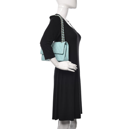 Chanel Caviar Quilted Medium Double Flap Light Blue 2 of 9