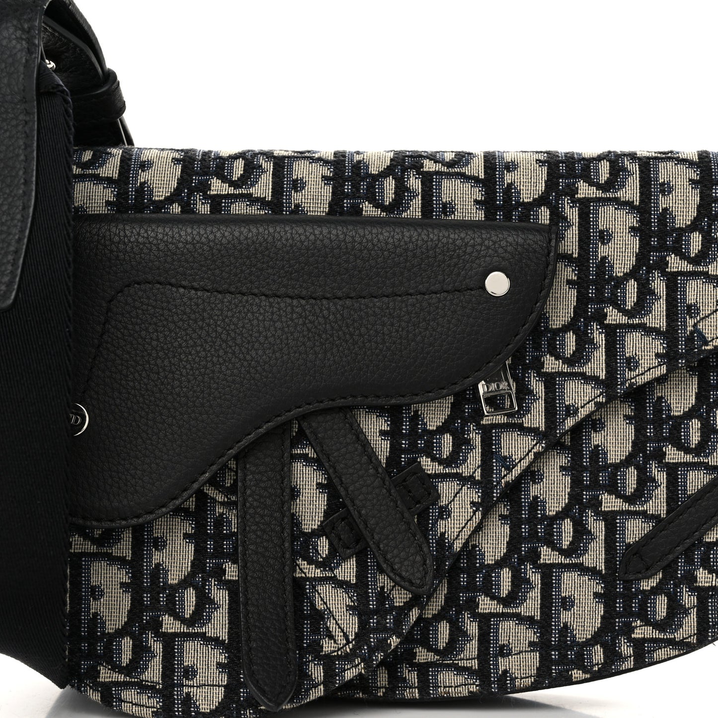 Oblique Saddle Messenger Pouch Beige Black