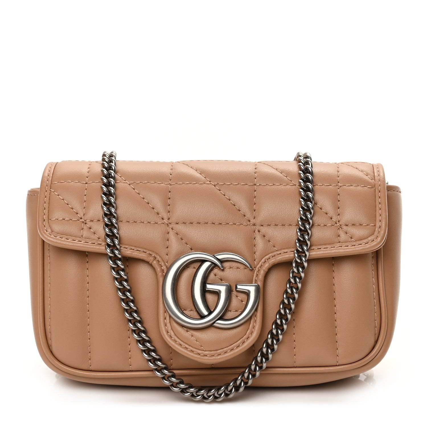 Gucci Calfskin Matelasse Aria Super Mini GG Marmont Shoulder Bag Camelia 1 of 10