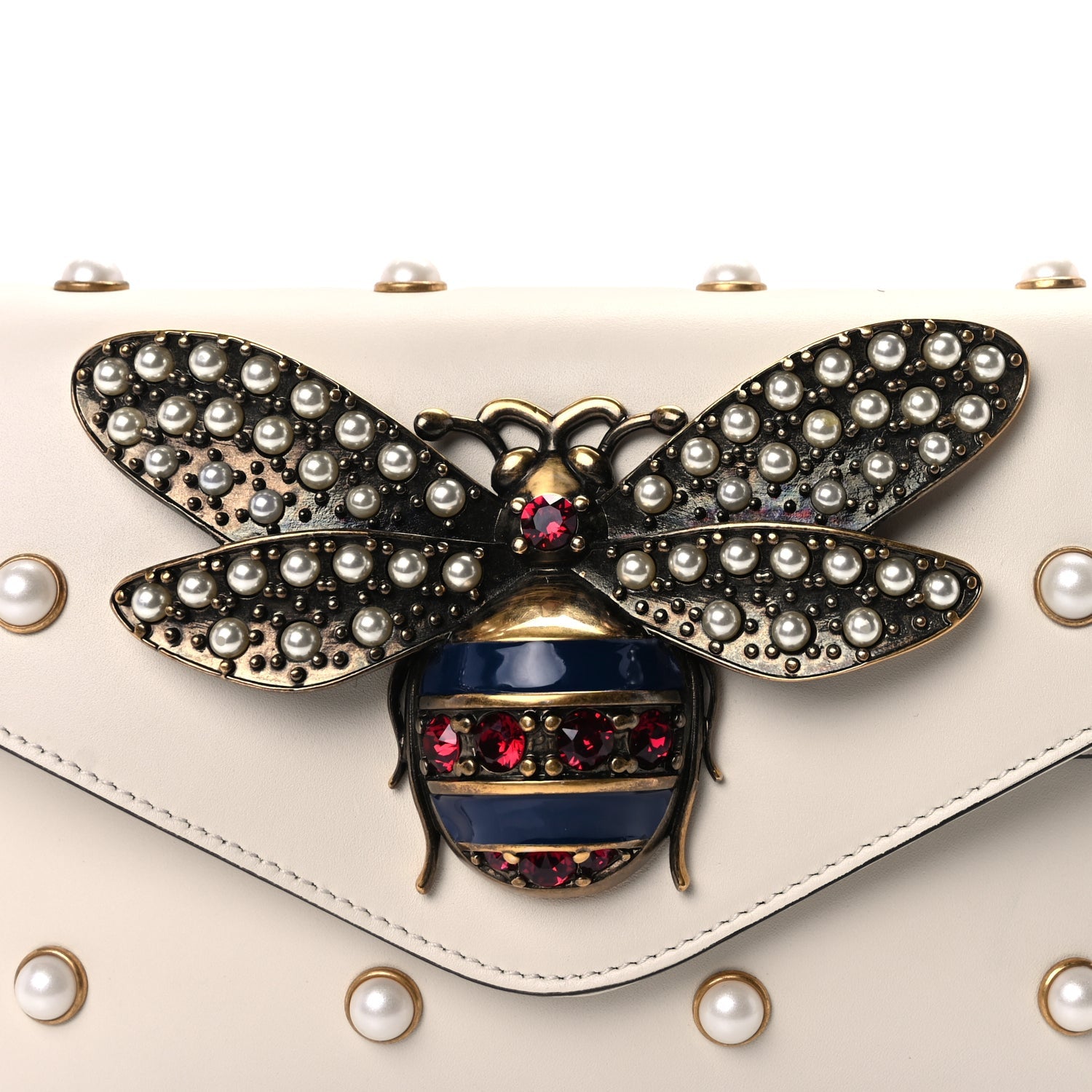Gucci Nappa Pearl Studded Mini Queen Margaret Broadway Shoulder Bag  Mystic White 6 of 7