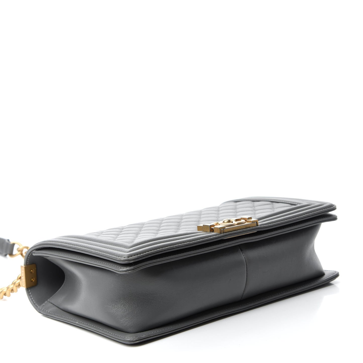 Lambskin Quilted New Medium Boy Flap Grey