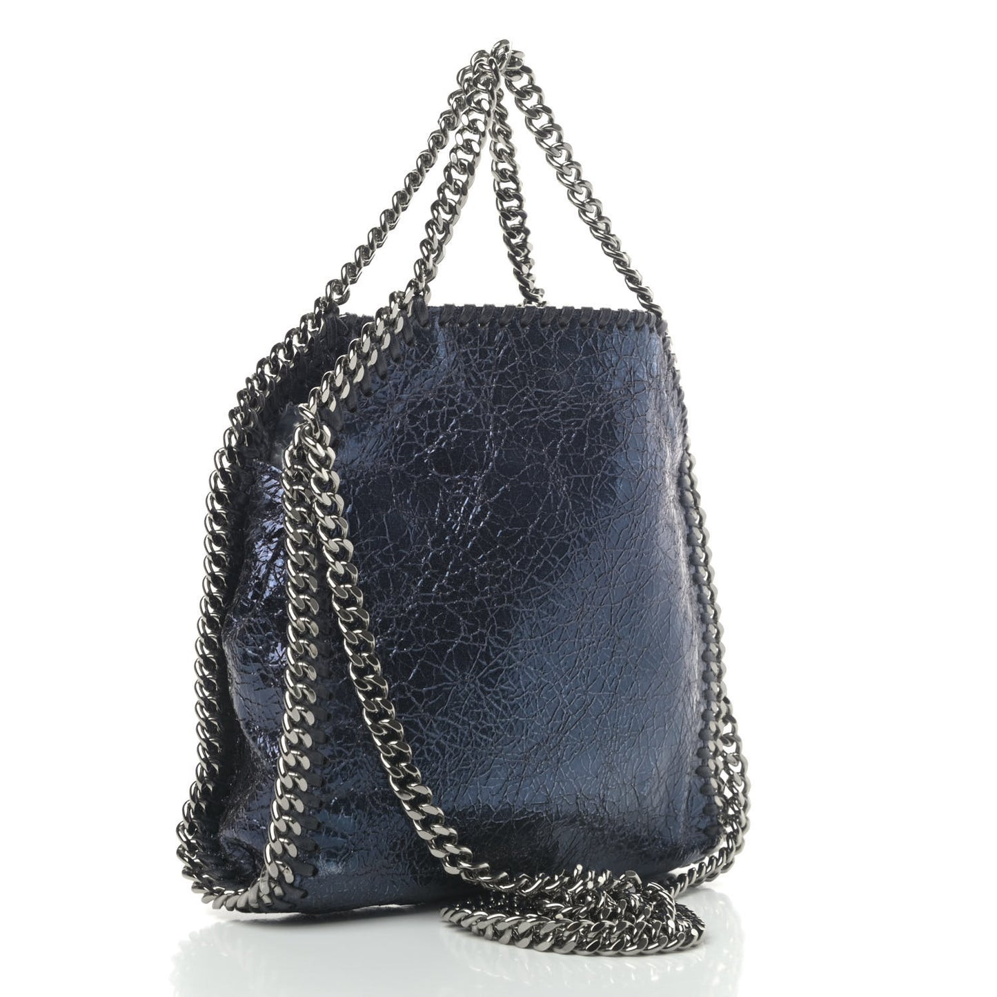 Metallic Crackle Tiny Falabella Tote Navy