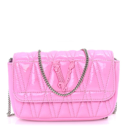 Versace Patent Quilted Virtus Tonal Evening Bag  Pink 1 of 7