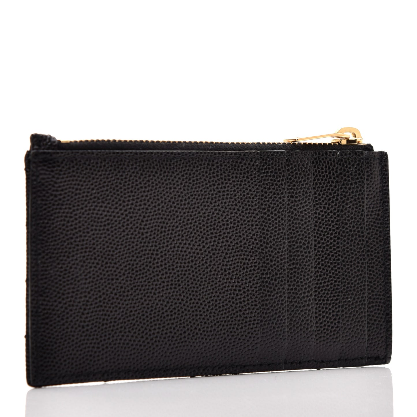 Grain De Poudre Matelasse Chevron Monogram Fragments Zippered Card Case Black