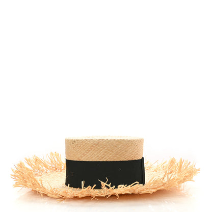 Chanel Raffia Wide Brimmed Hat L Beige Black 4 of 9