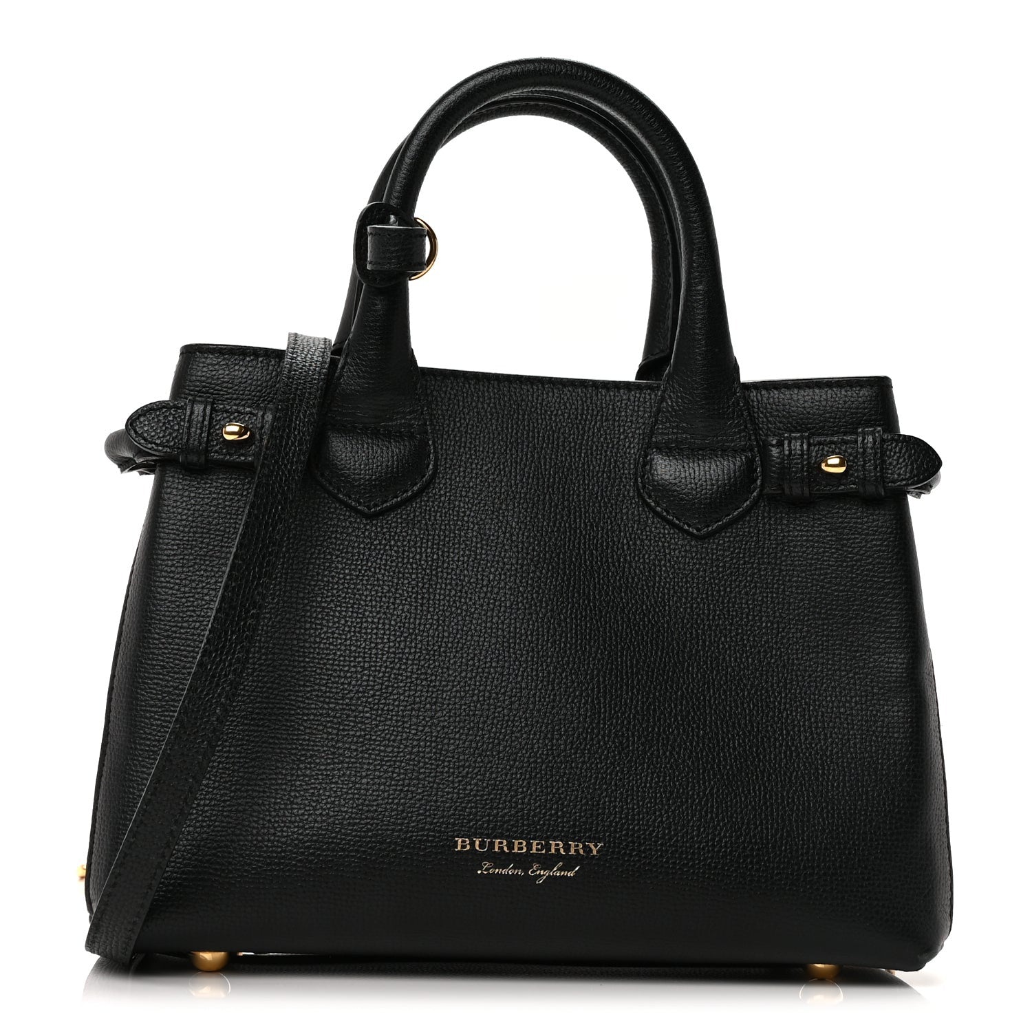 Burberry Derby Calfskin House Check Small Banner Tote  Black 1 of 8