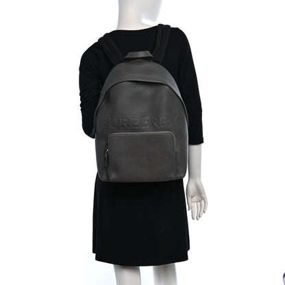Burberry Calfskin Logo Embossed Backpack Charcoal Grey 2 of 8