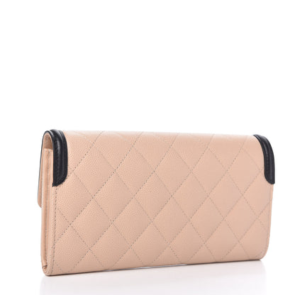 Chanel Caviar Quilted Filigree Flap Wallet Beige Black 3 of 12