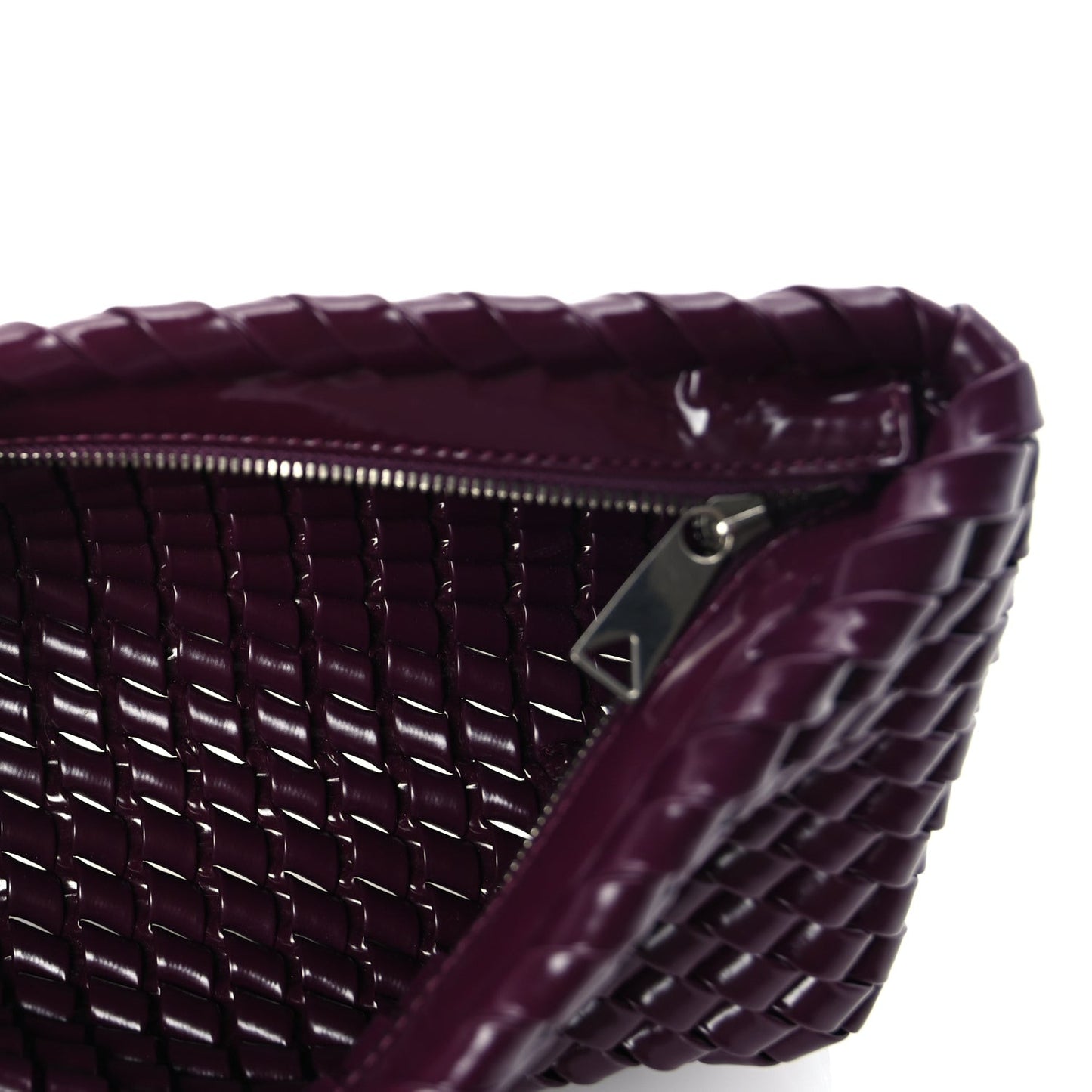 Patent Nappa Intrecciato Slanted Clutch  Purple