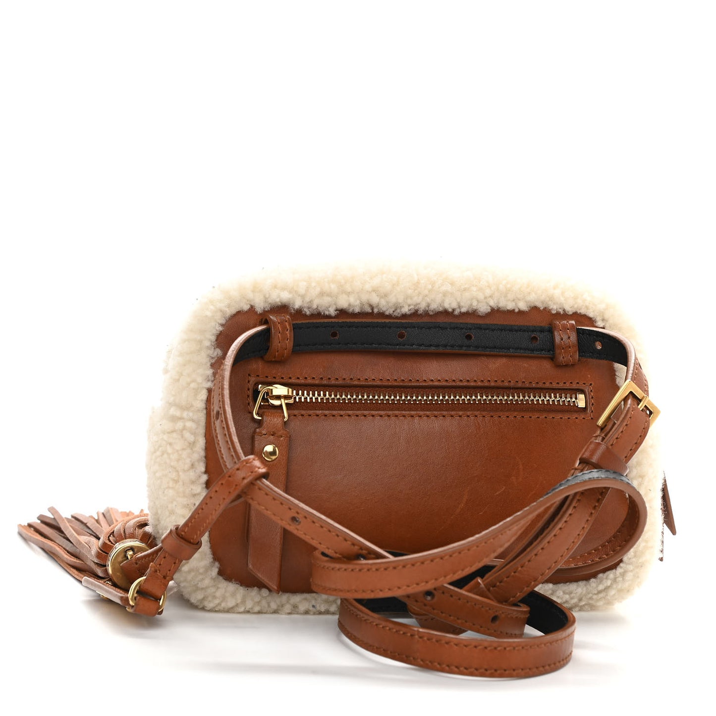 Shearling Monogram Lou Belt Bag Beige