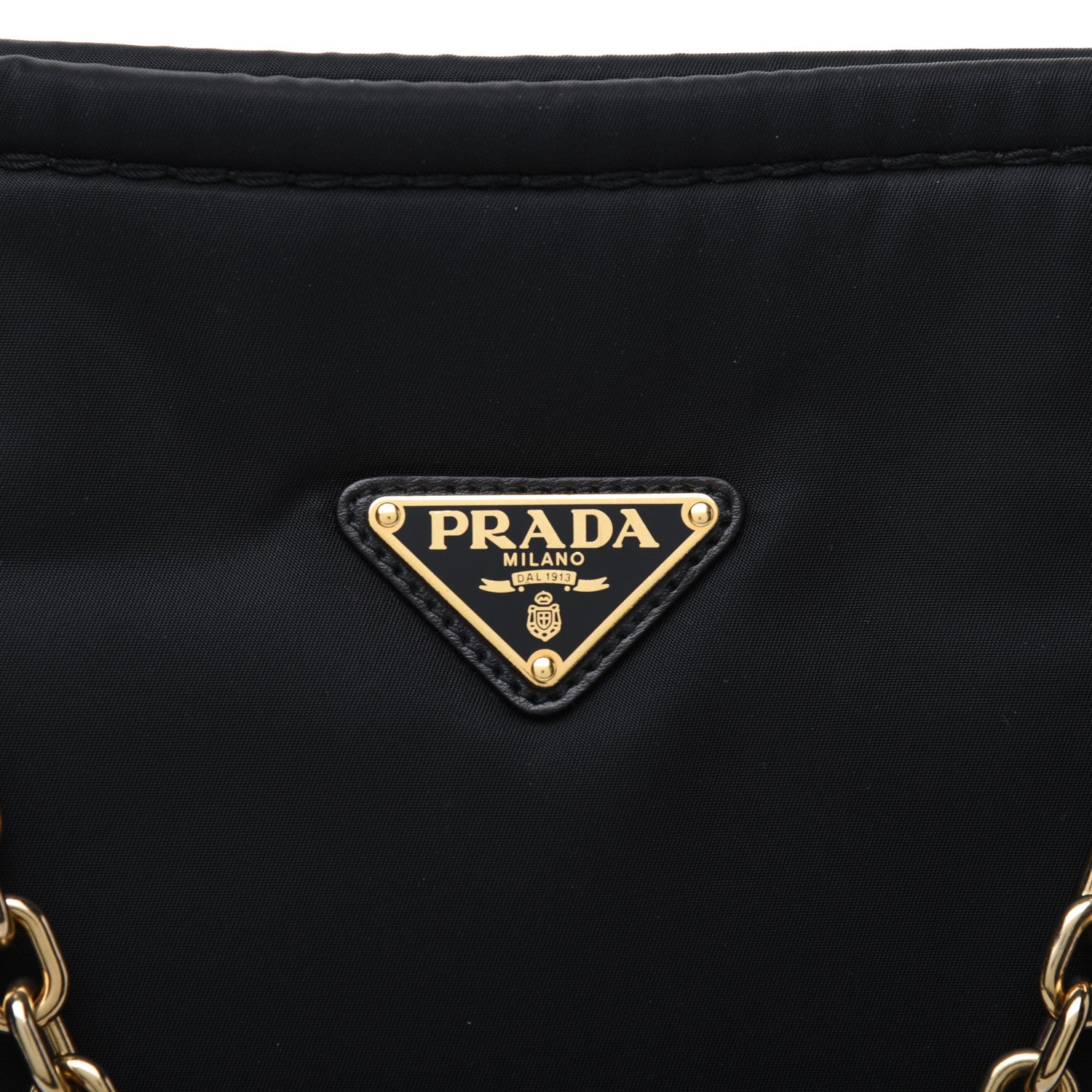 Prada Tessuto Nylon Chain Shoulder Bag Black 11 of 12