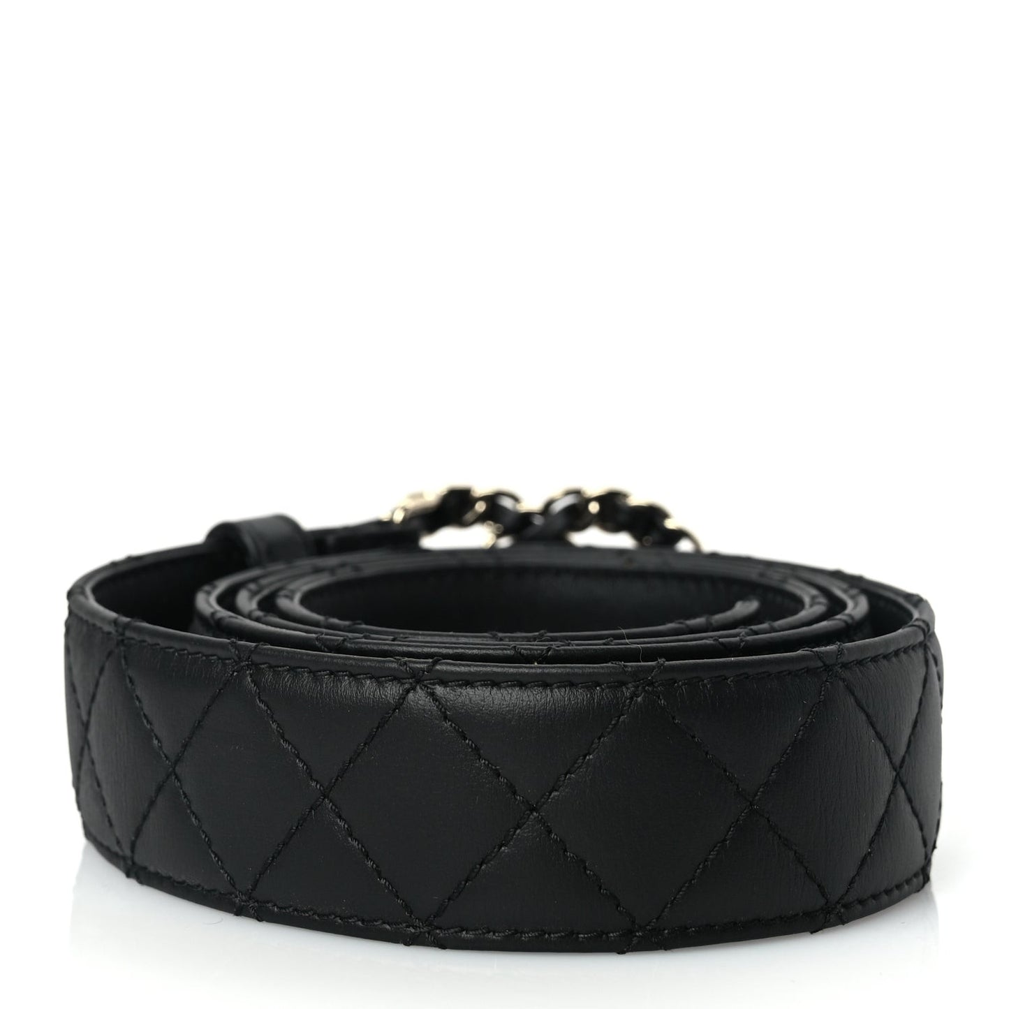Calfskin Quilted CC Chain Belt 95 38 Black