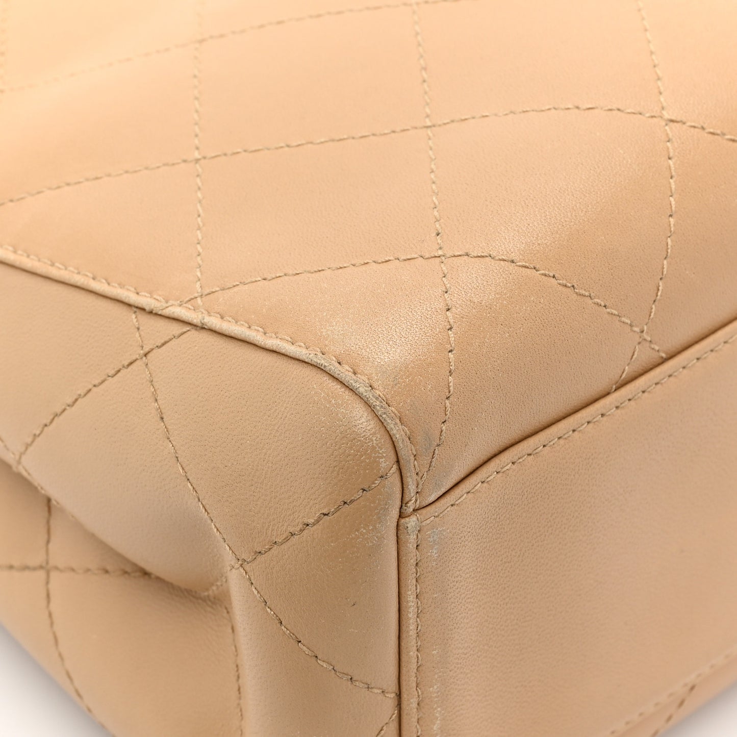 Lambskin Quilted Jumbo Single Flap Beige