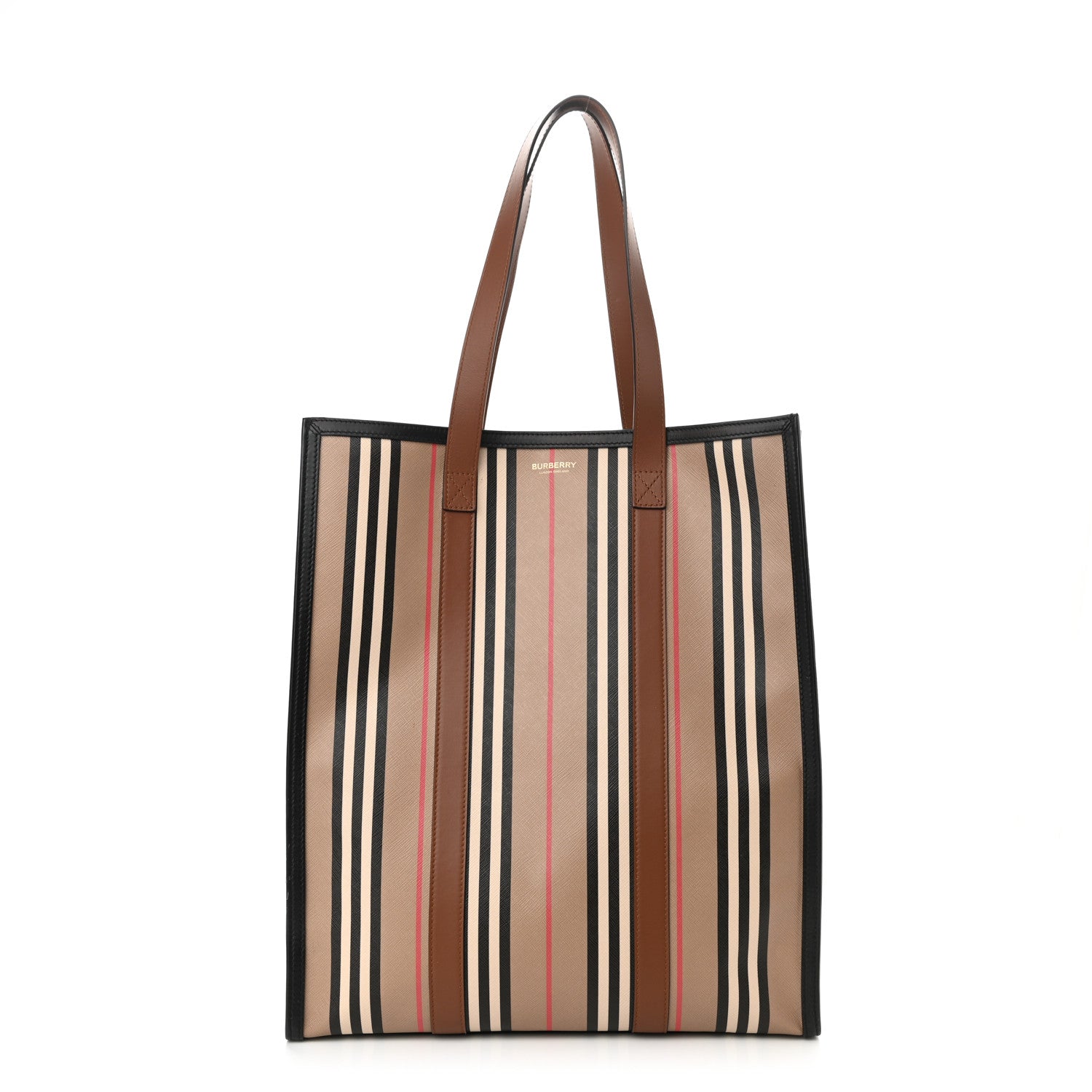 Burberry E-Canvas Stripe Book Tote Archive Beige 1 of 9
