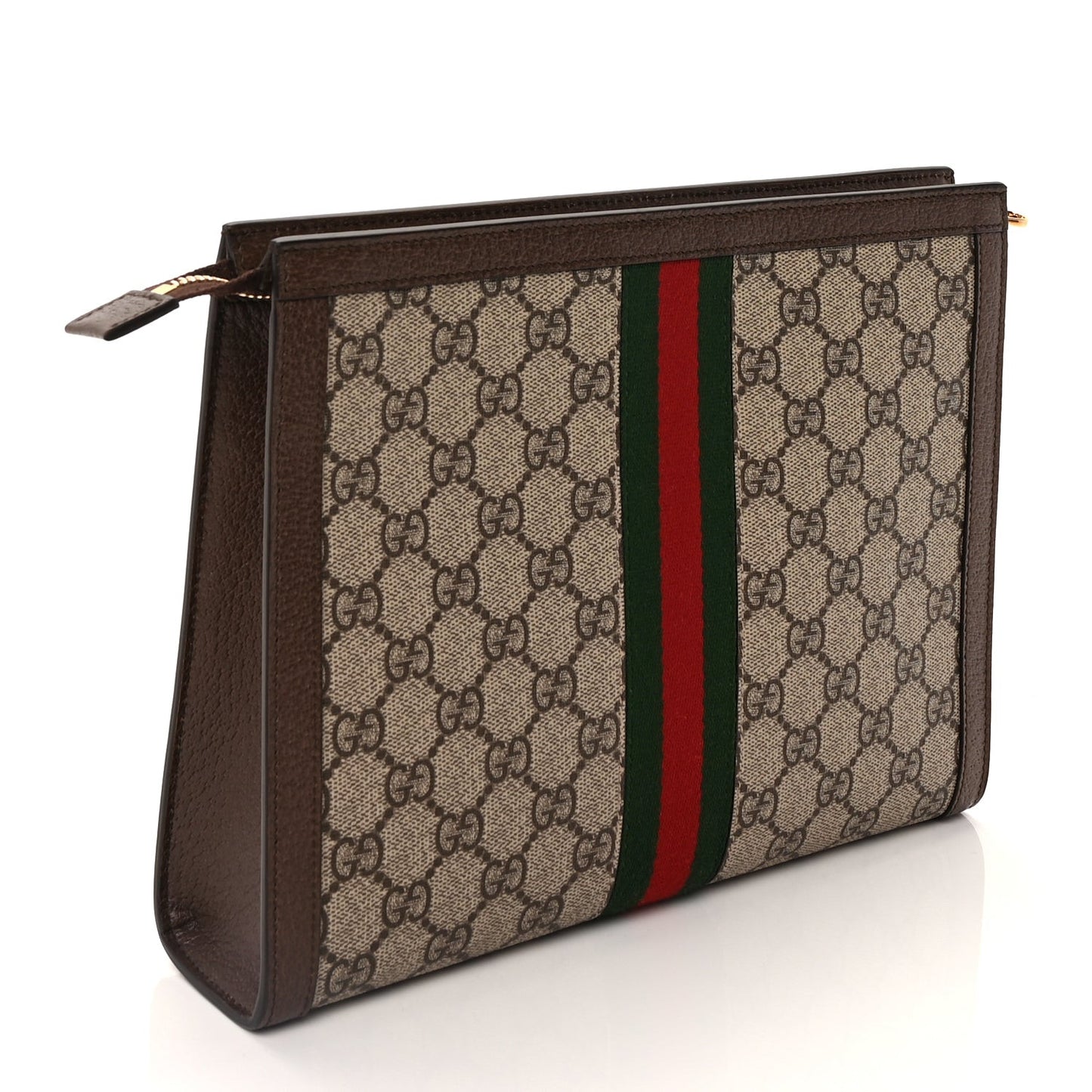 GG Supreme Monogram Web Ophidia Pouch Brown