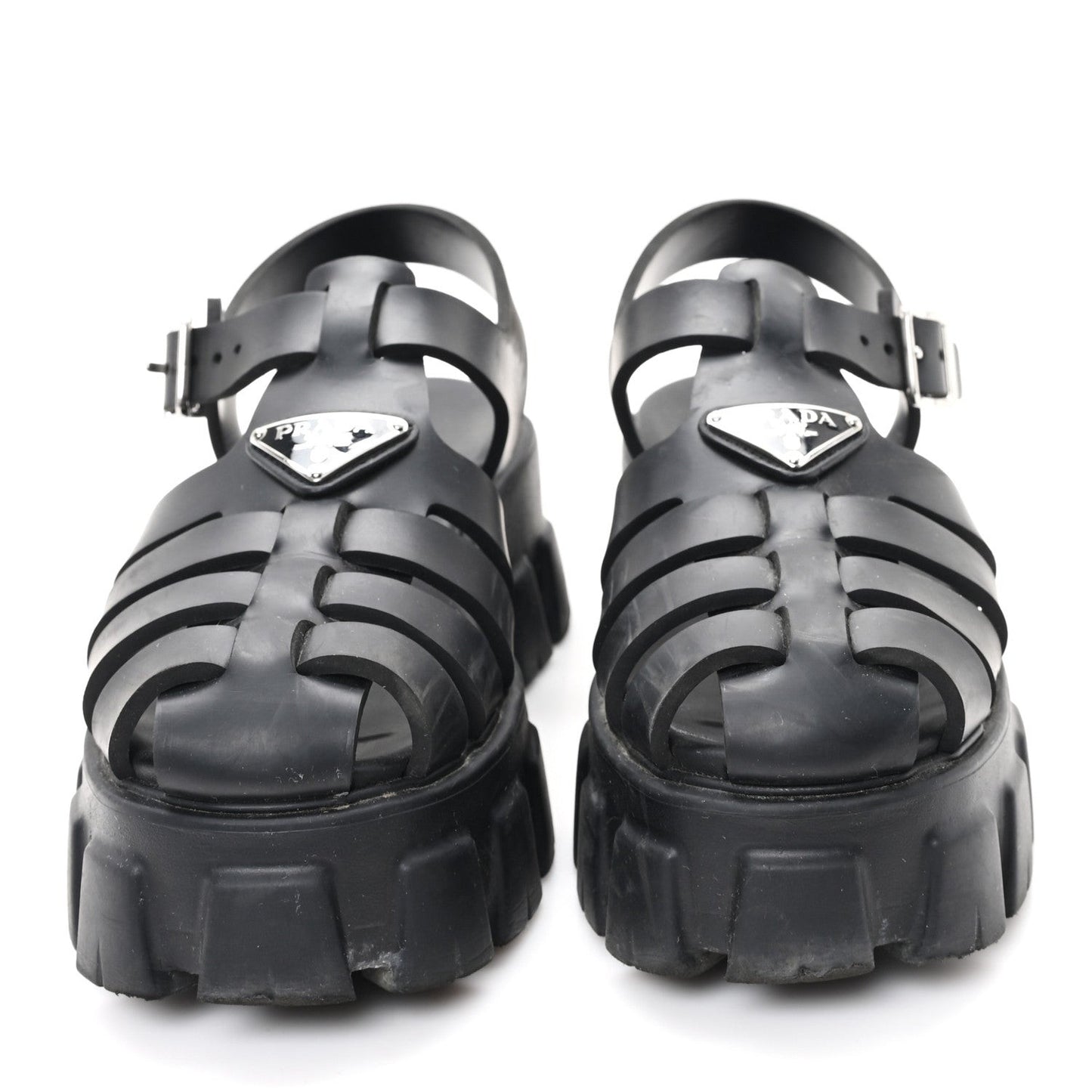 Foam Rubber Triangle Logo Monolith 55mm Cage Sandals 39 Black