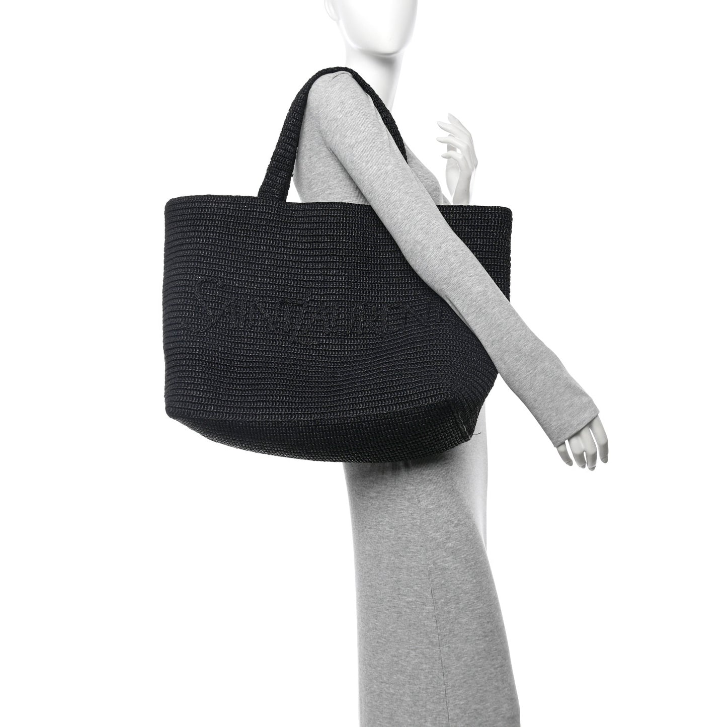 Raffia Logo Tote Black