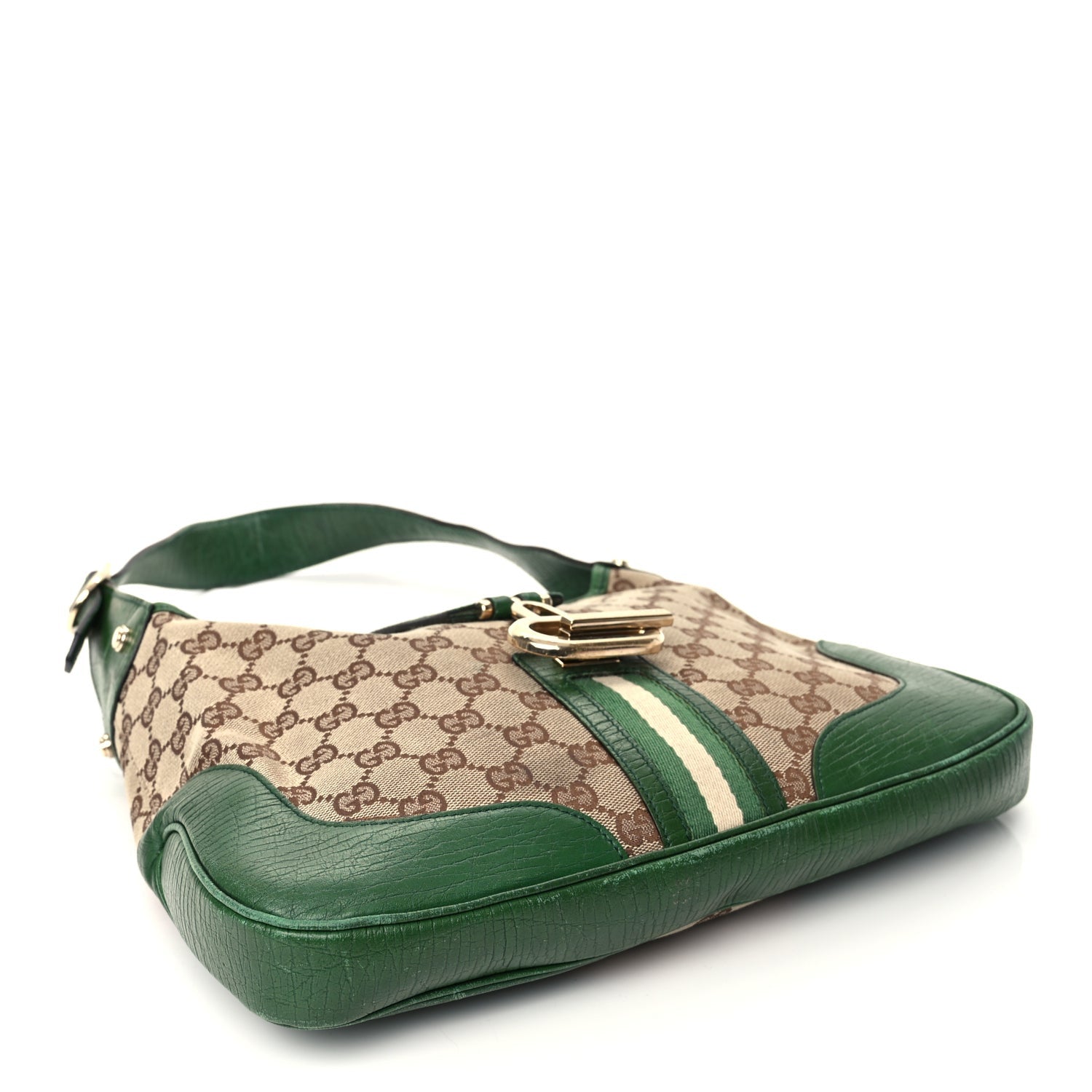 Gucci Monogram Web Junco Small Hobo Green 3 of 13