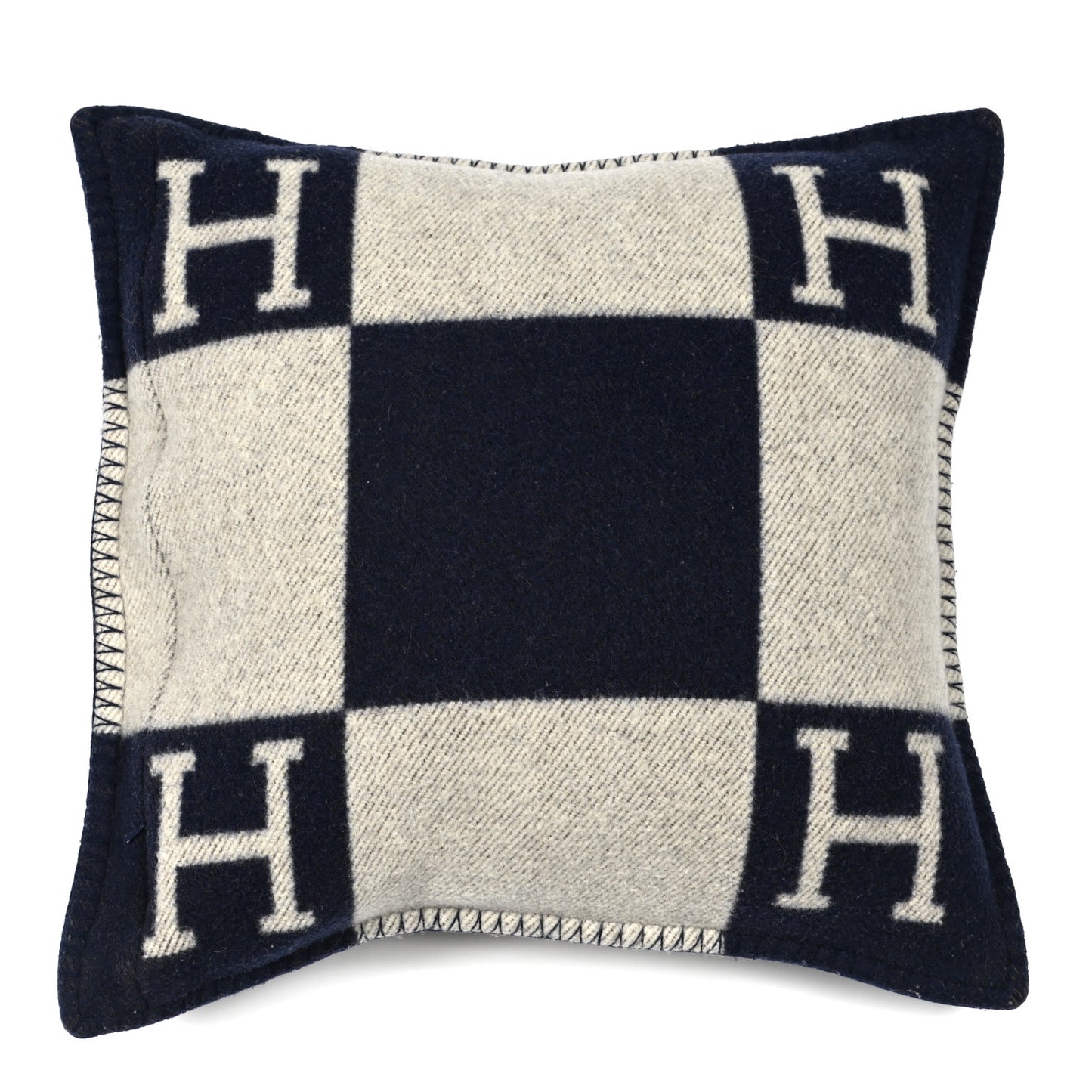 Wool Cashmere Avalon Pillow GM Ecru Gris Fonce