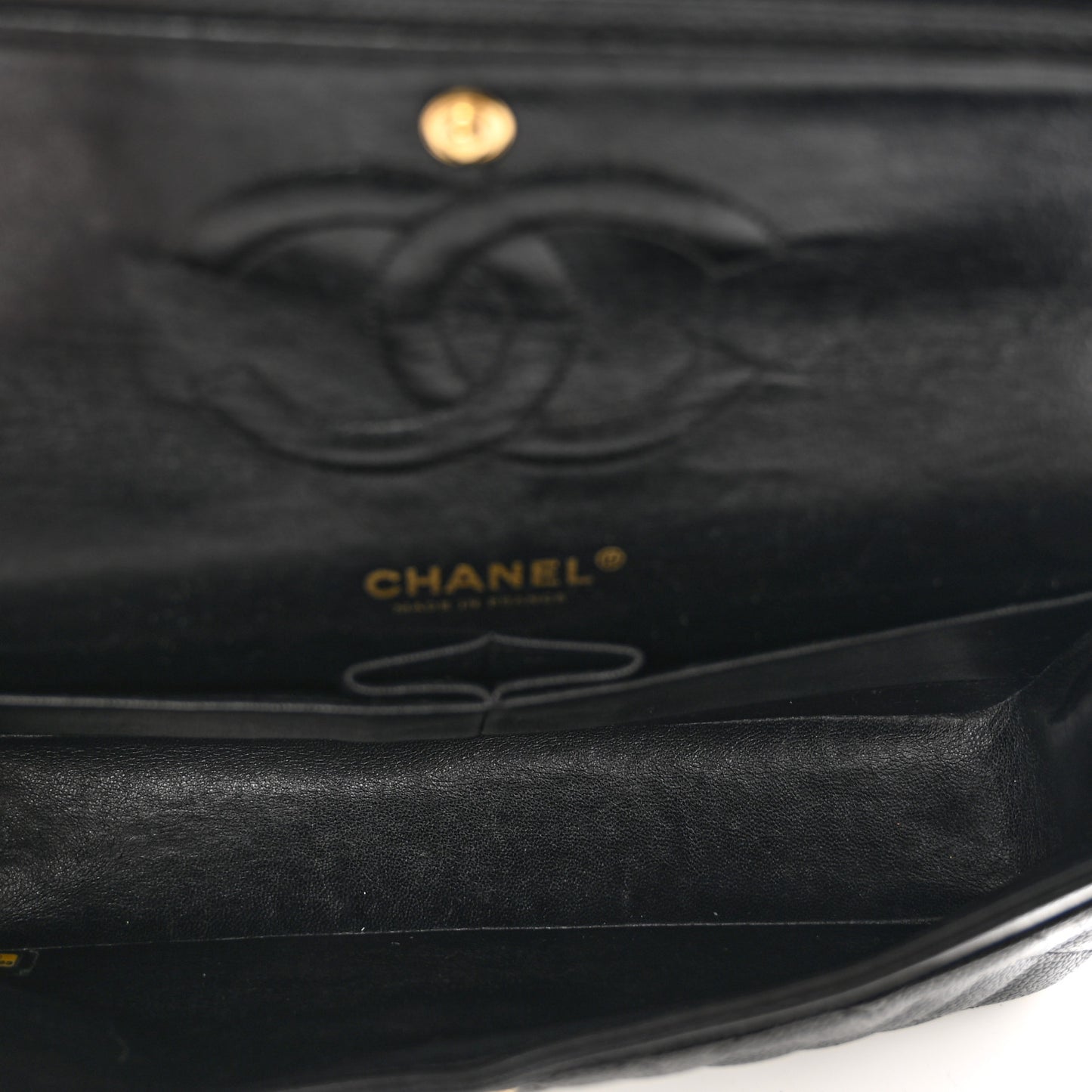 Caviar Quilted Medium Double Flap Black