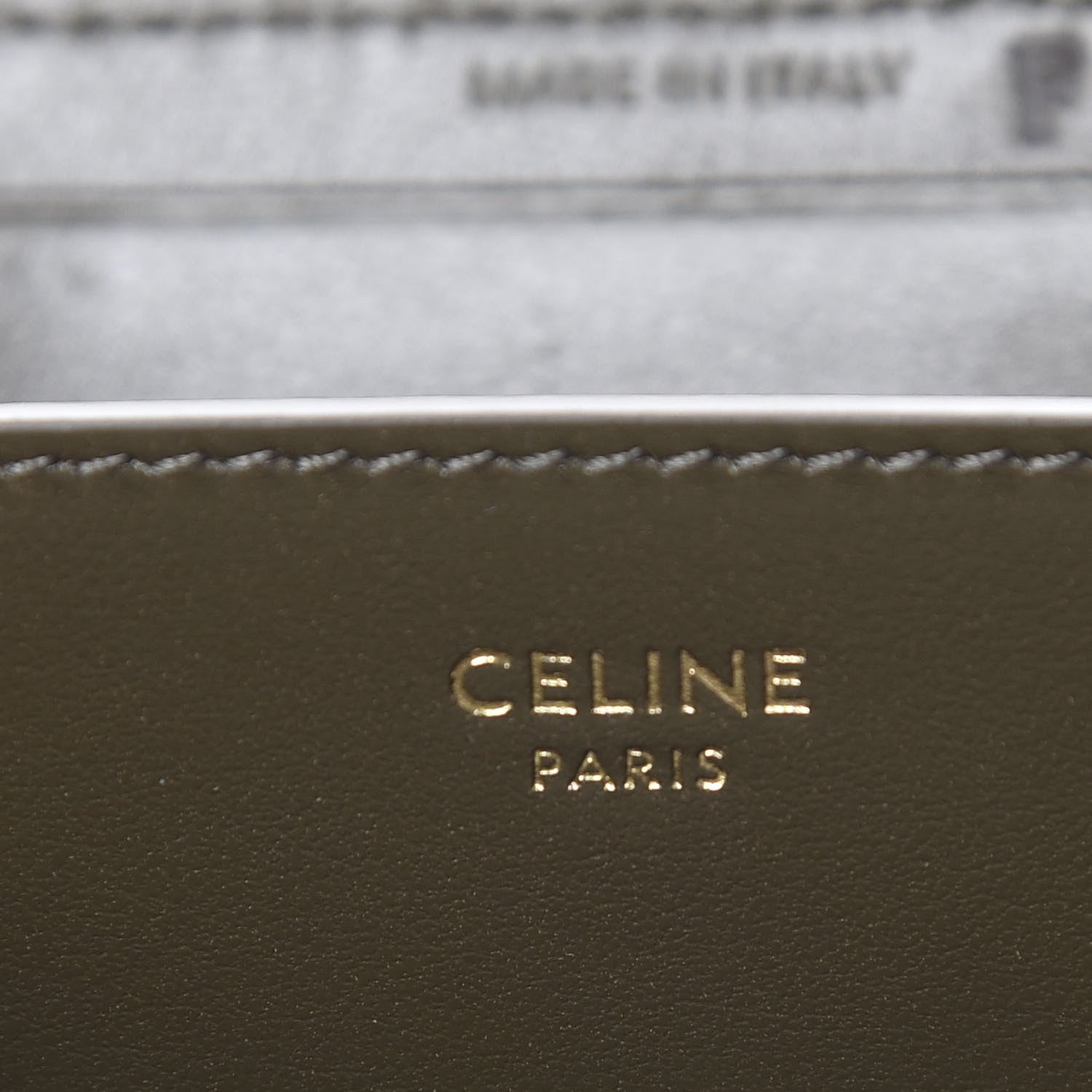 Celine Lambskin Quilted C Charm Zip Around Wallet Khaki 5 of 7