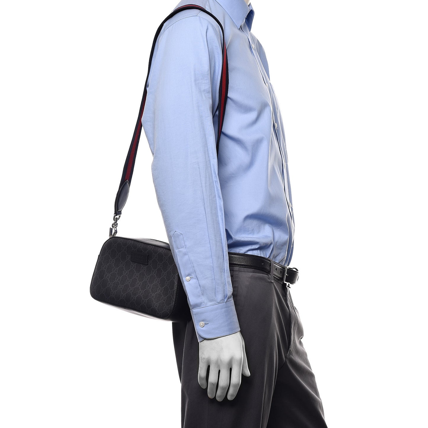 GG Supreme Monogram Web Shoulder Bag Black Grey