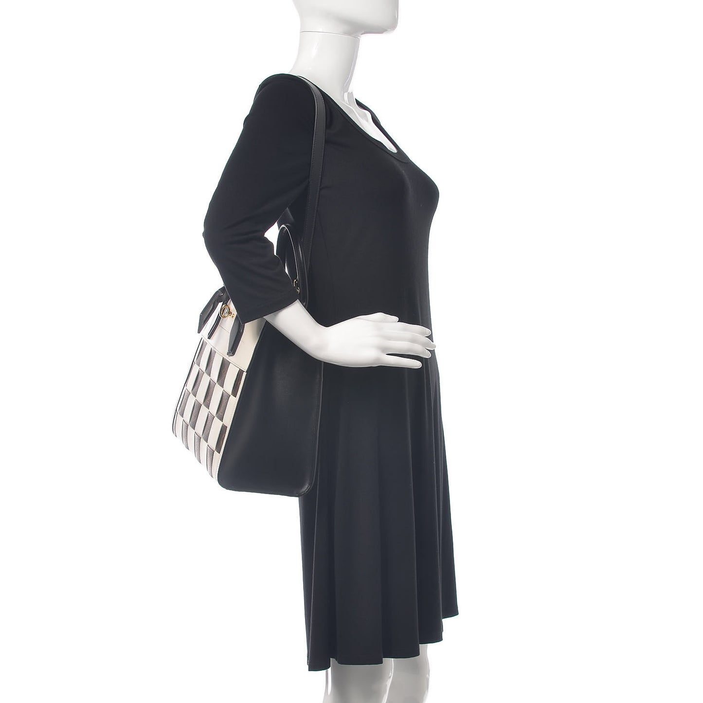 Calfskin Monogram Damier Tressage City Steamer MM Creme